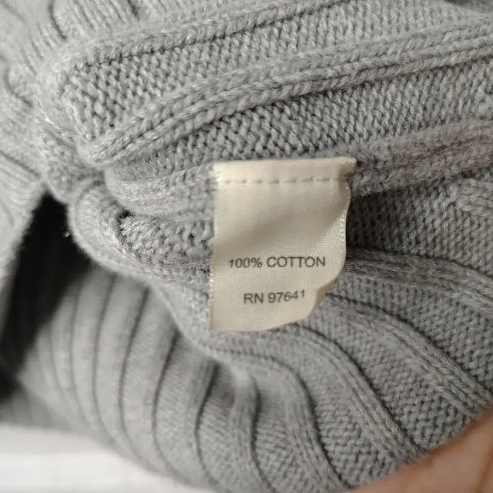 J. Jill Pull Over Ribbed Sweater 3/4 Sleeve Gray Women's Size Large‎ 100% Cotton